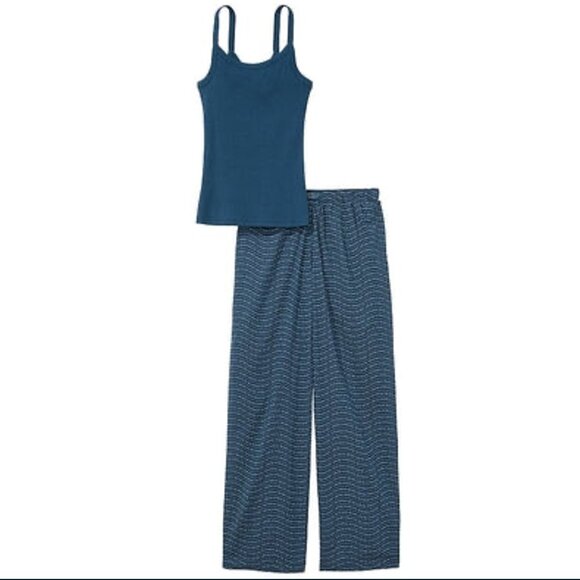 VS Cotton Tank Top & Pants Tee-Jama Pajama Set, Blue/Midnight Sea, Size Large - Picture 3 of 6
